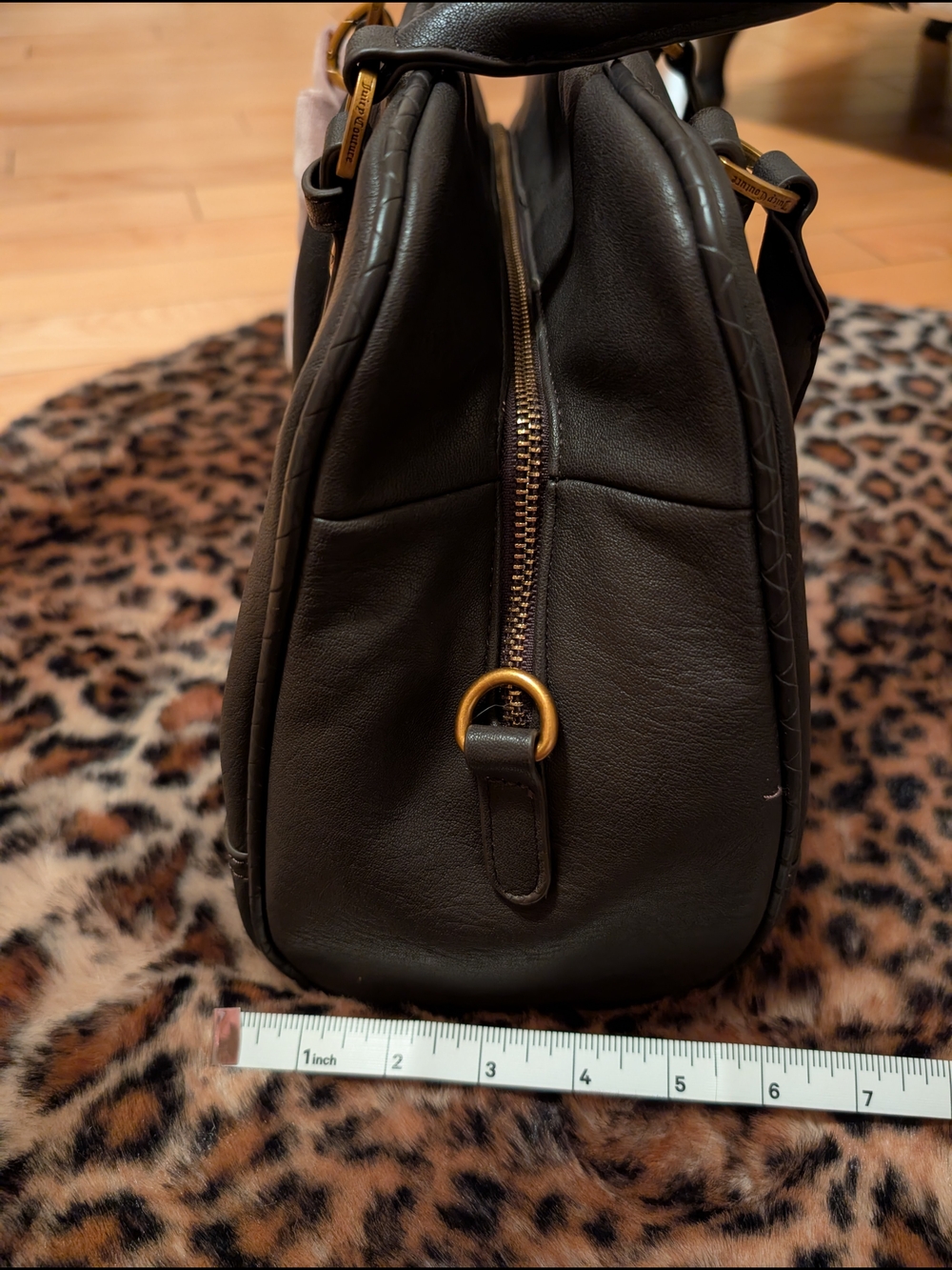 Juicy Couture Dark Brown Satchel with Pink Bow and Gold Hardware - Picture 8 of 12